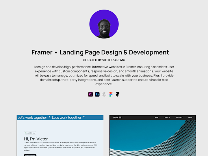 Cover image for Framer • Landing Page Design & Development