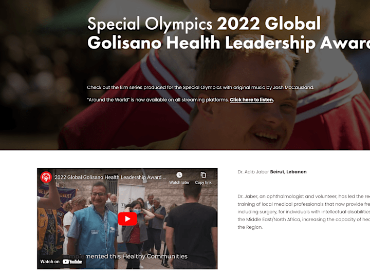 Cover image for Special Olympics 2022 Global Golisano Health Leadership Awards …