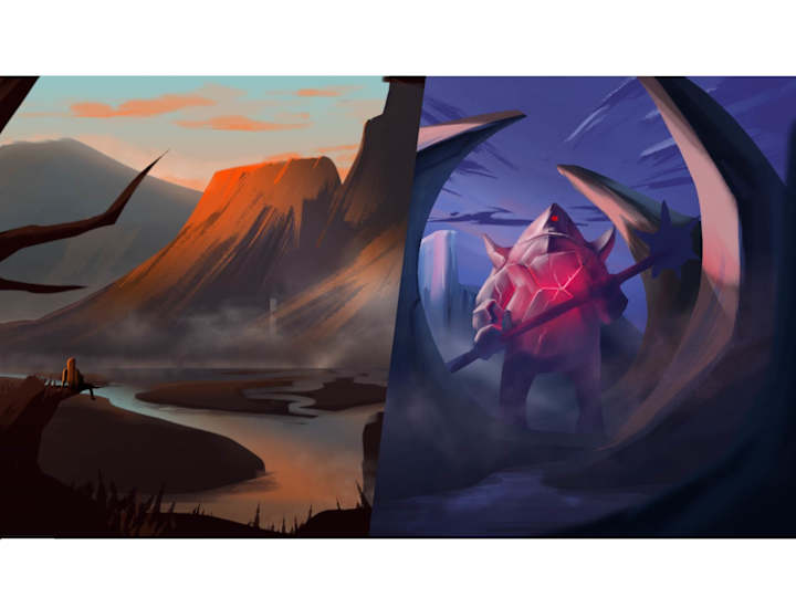 Cover image for I'll create appealing, scenery and moody landscape paintings.