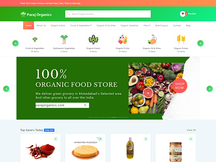 Cover image for Organic Food ECommerce Website - parajorganics.com