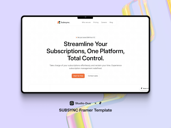 Cover image for Subsync - Framer SaaS Website