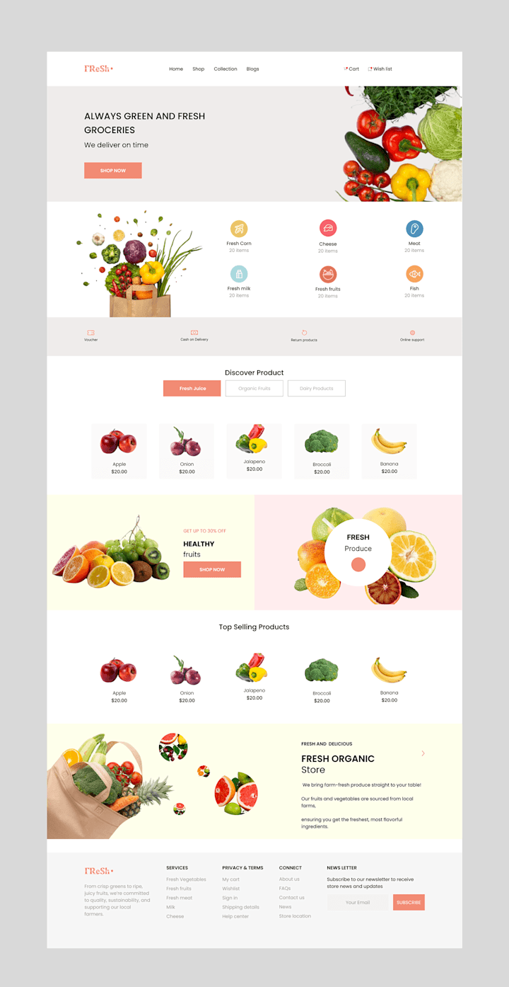 Cover image for Fresh (Grocery Shopping) Landing Page :: Behance