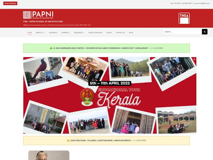 Cover image for Website design and Hosting For Papni School of Architecture