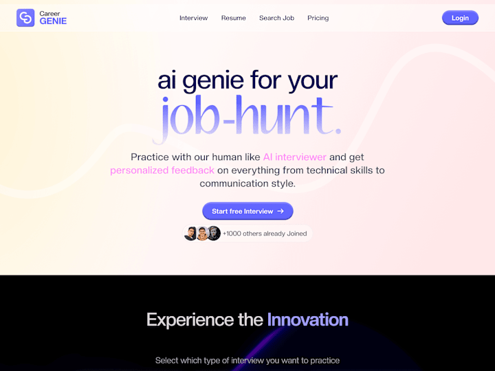 Cover image for Designed CareerGenie’s Landing page aligned with brand Identity…