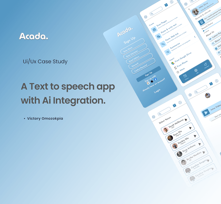 Cover image for A Ui/ux design case study of a Text to speech app on Behance