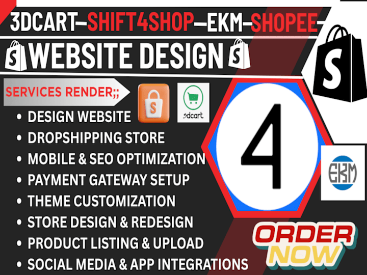 Cover image for design shift4shop 3dcart numonday shopee shopify website design
