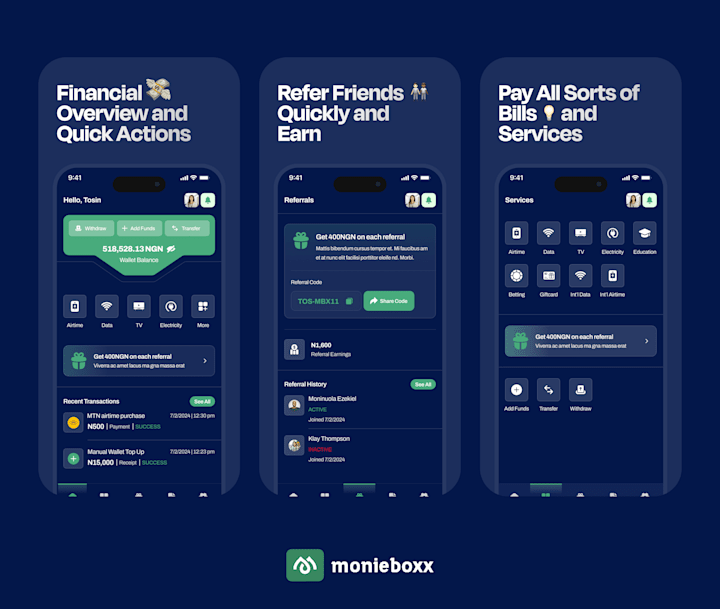 Cover image for MonieBoxx - Bill Payment Mobile App