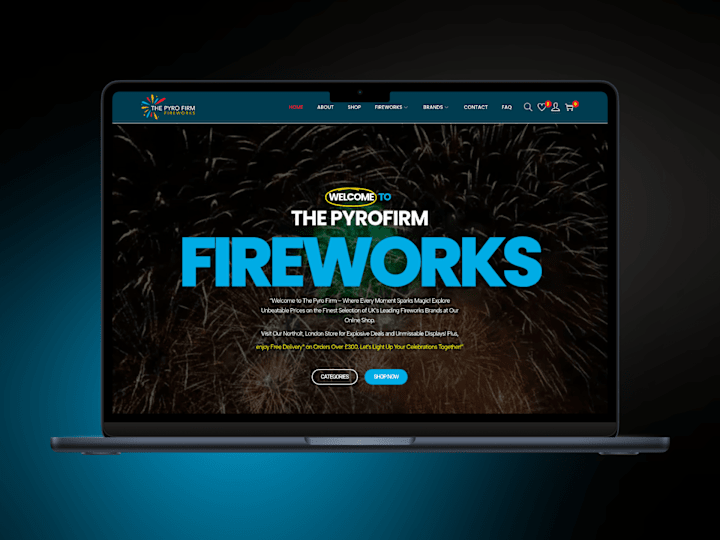 Cover image for E-commerce Website - ThePyroFirmFireworks using Woocommerce Elem