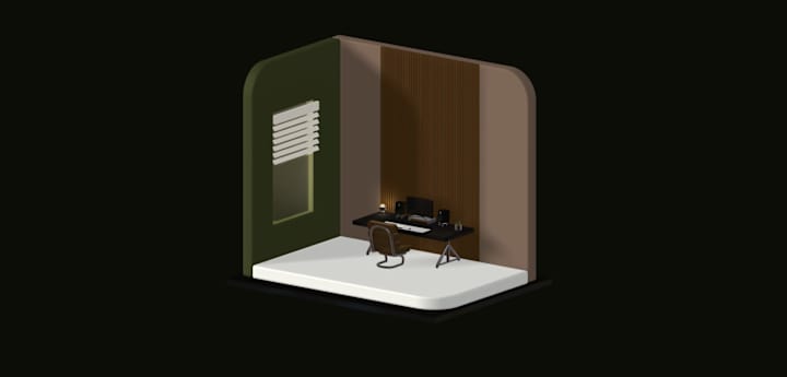 Cover image for 3D Isometric Home Office Modeling