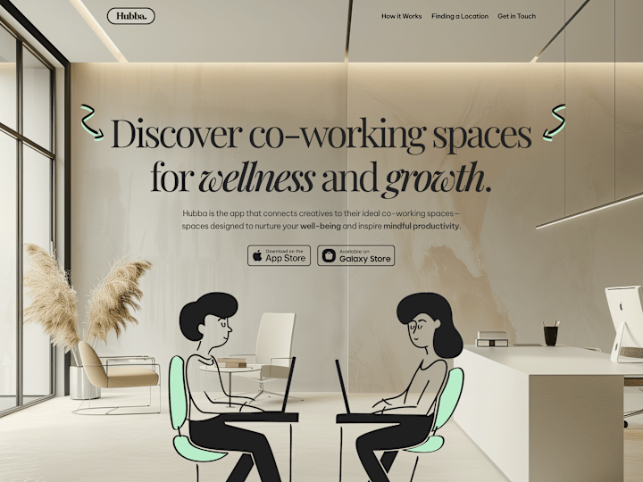 Cover image for Hubba - Landing Page for their amazing co-working App