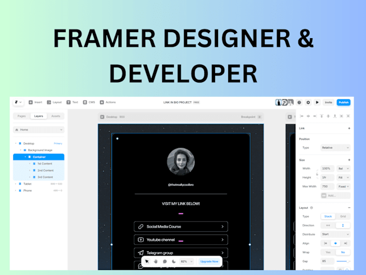Cover image for Develop or Redesign landing page with Framer.