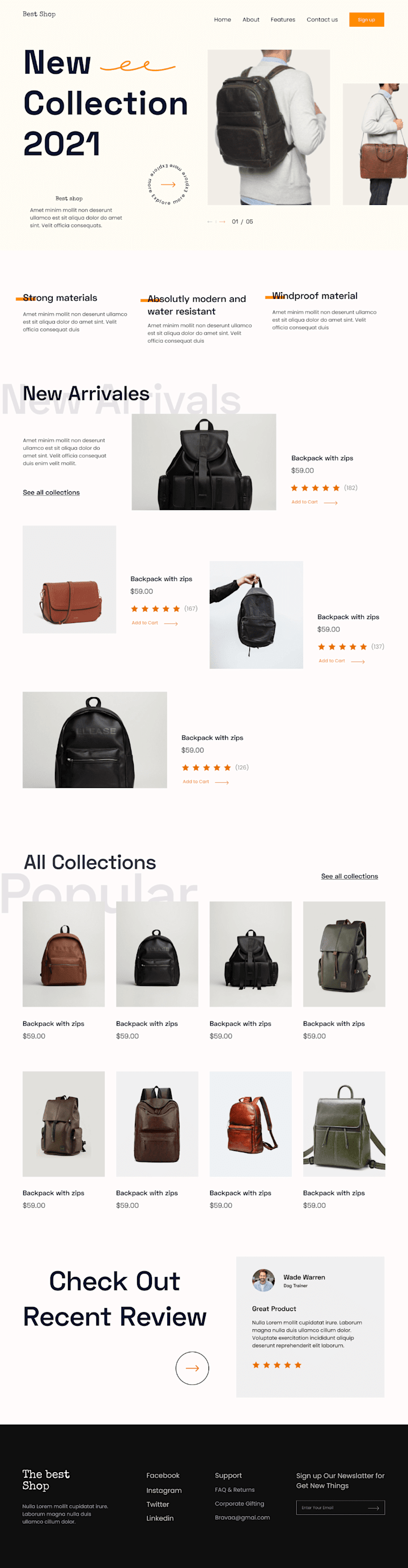 Cover image for Ui/Ux website design for Bag Company