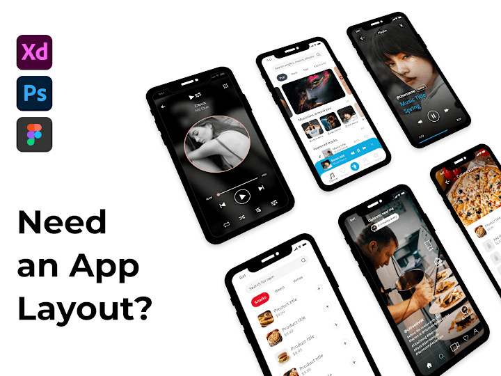 Cover image for I will design your app layout editable in xd, PSD or figma