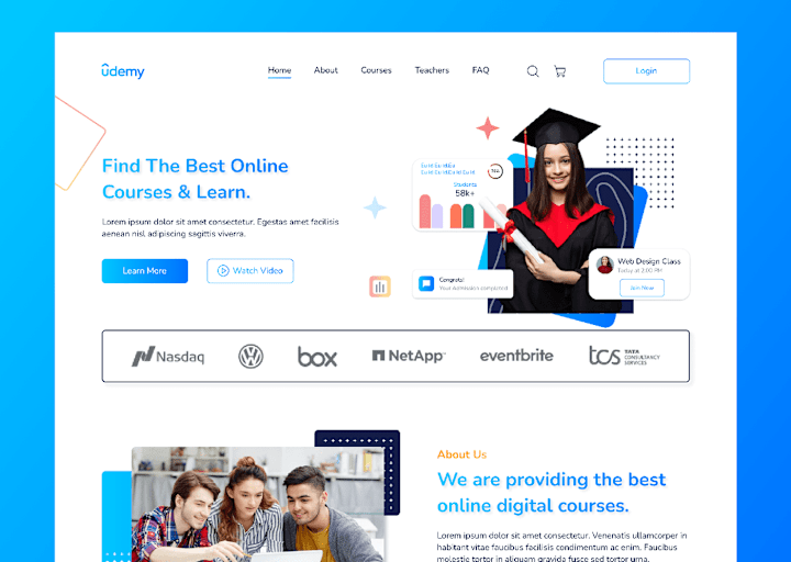 Cover image for E-Learning website landing page design on Behance