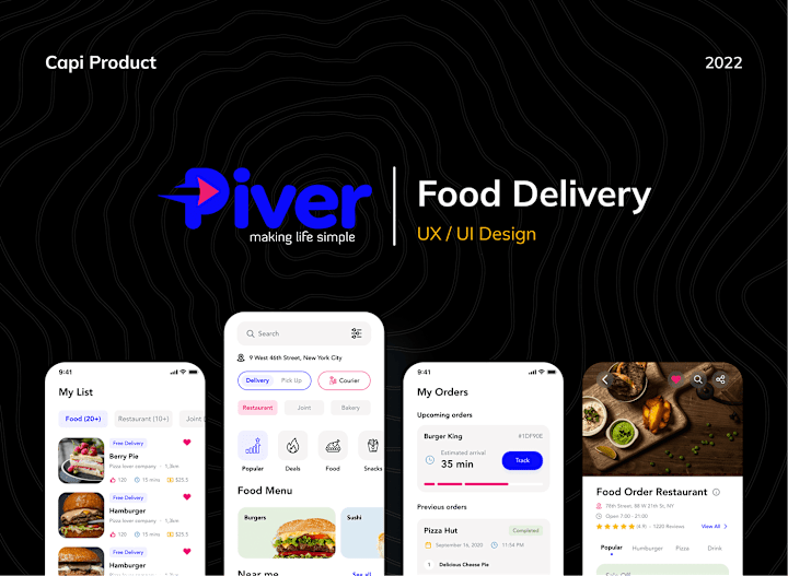 Cover image for Piver - Food Delivery UX/UI Design