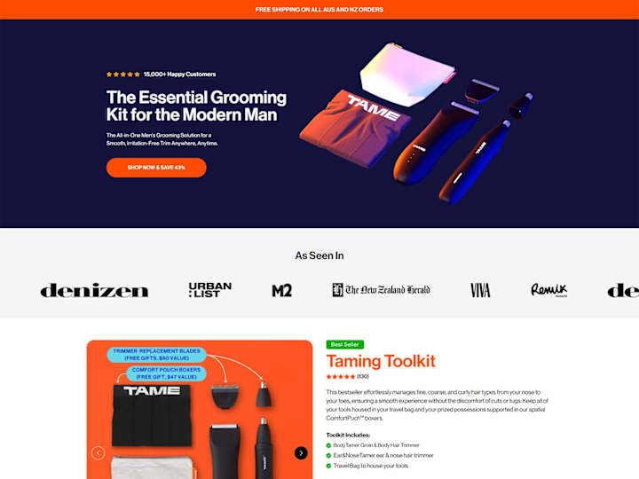 Cover image for Tame Grooming Store | Figma to Replo