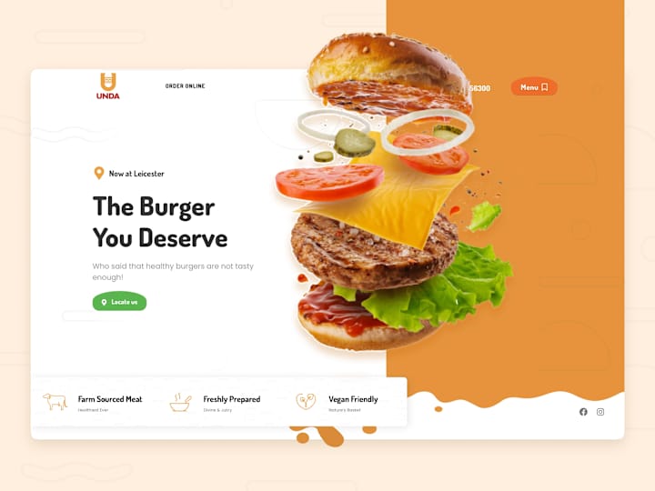 Cover image for Unda Burger Store in UK - Website Design