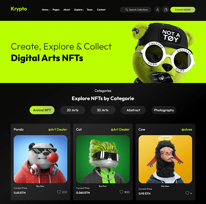 Cover image for Krypto Modern Website-Nft Market place