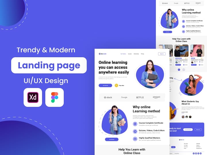 Cover image for You will get a trendy  UI/UX web landing page design in Figma