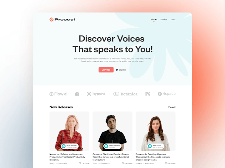 Cover image for Procast - Podcast Platform Landing Page