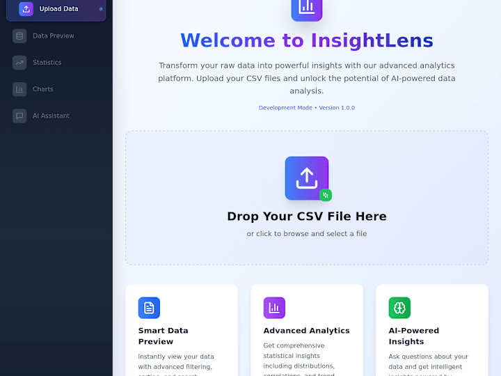 Cover image for InsightLens - AI-Powered Data Analysis Platform