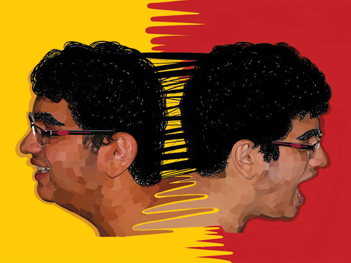 Cover image for "Two-Faced" Illustration