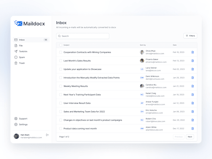 Cover image for Email to Docx Web App Design