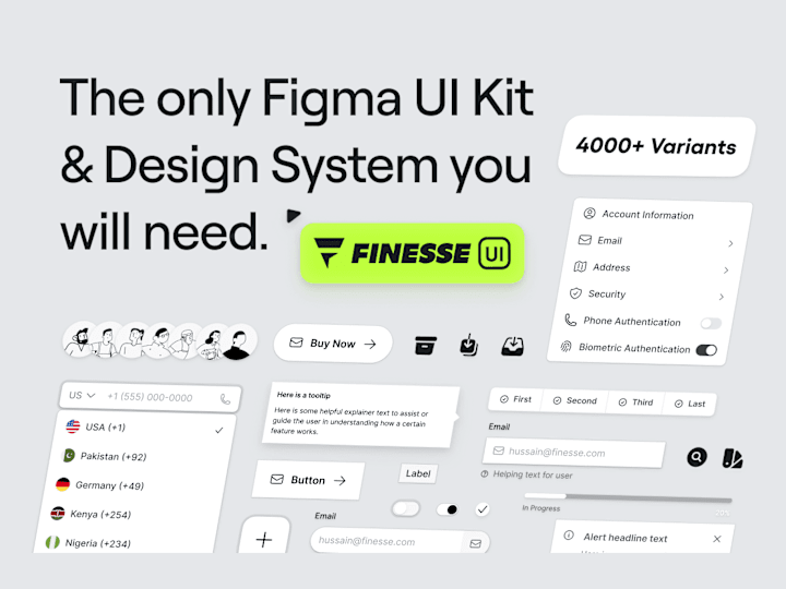 Cover image for ❖ Finesse UI – Figma UI Kit and Design System 