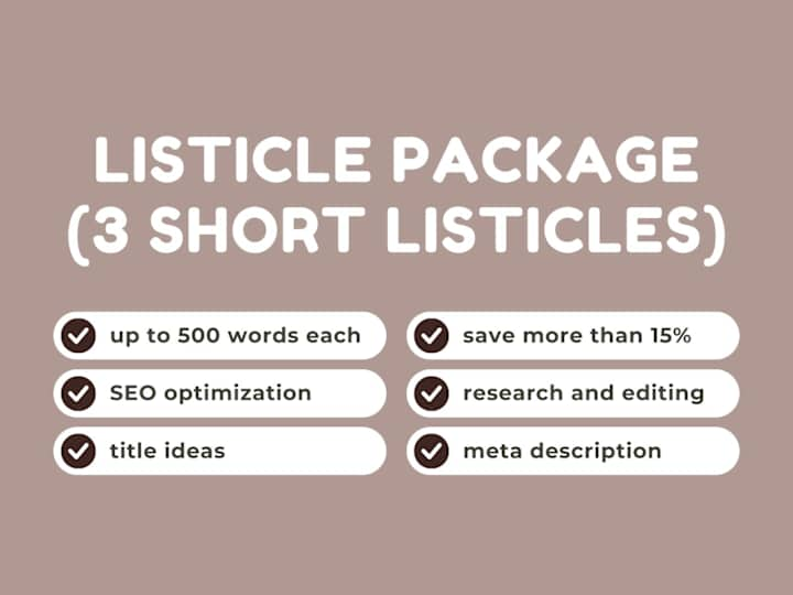 Cover image for Listicle Package (3 Short Listicles) | Save 30$