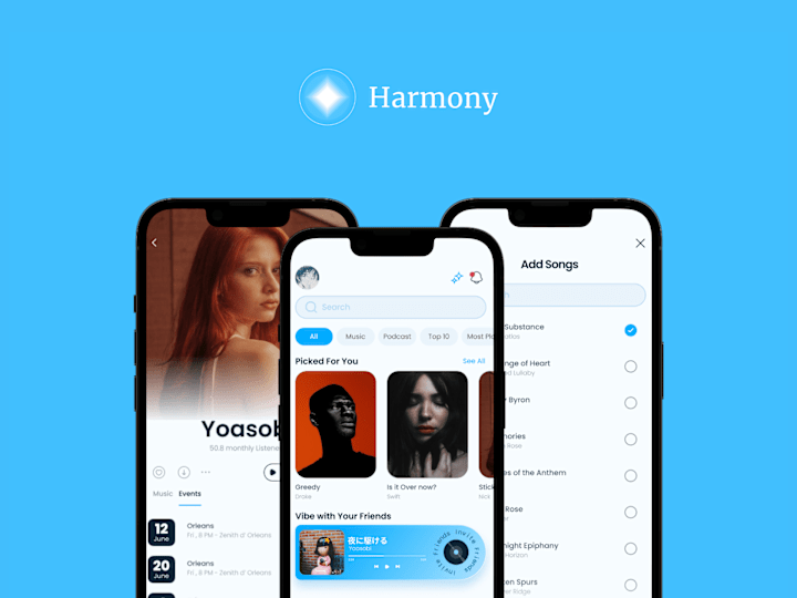 Cover image for Harmony Music App with AI-Powered Playlist Creation