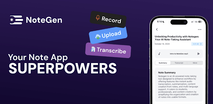 Cover image for NoteGen for Note Taking and AI Transcription
