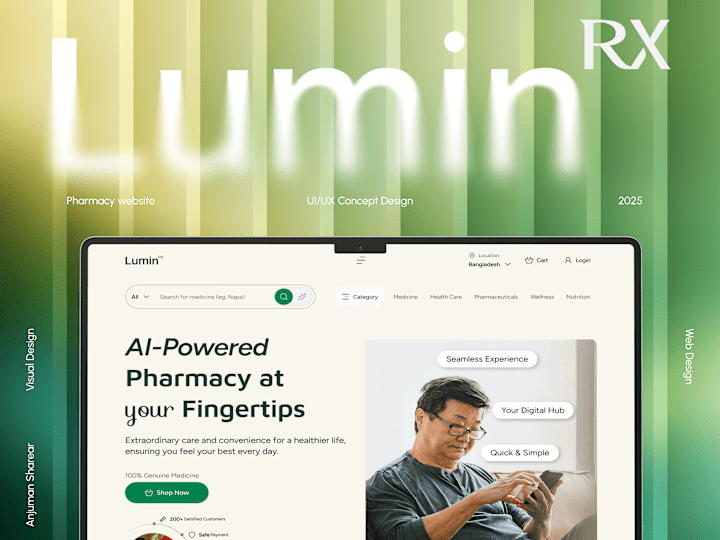 Cover image for Lumin RX Pharmacy E-commerce UI Concept