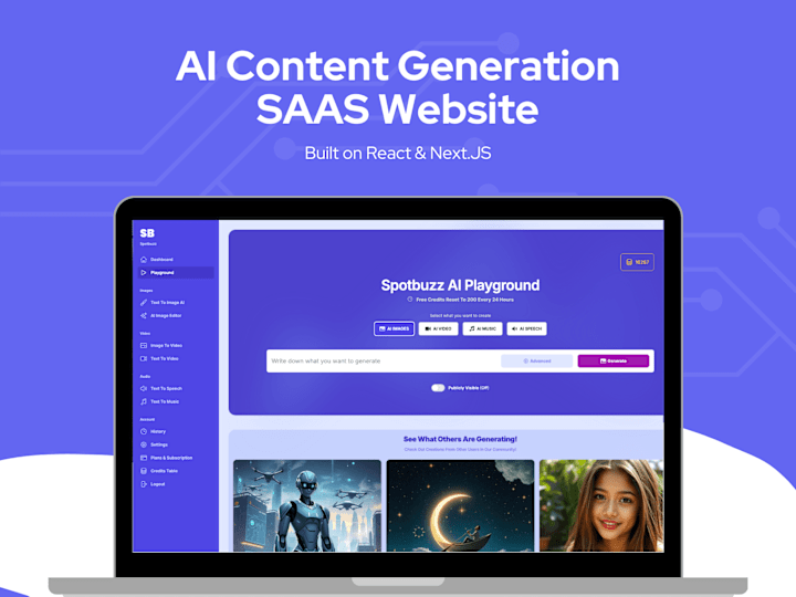 Cover image for AI Content Generation SAAS Website