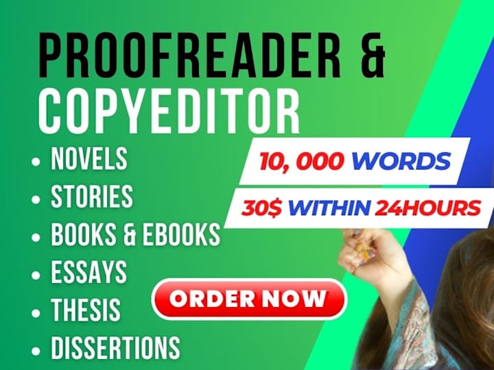 Cover image for I will professionally proofread and edit 1,000 words in 24 hours