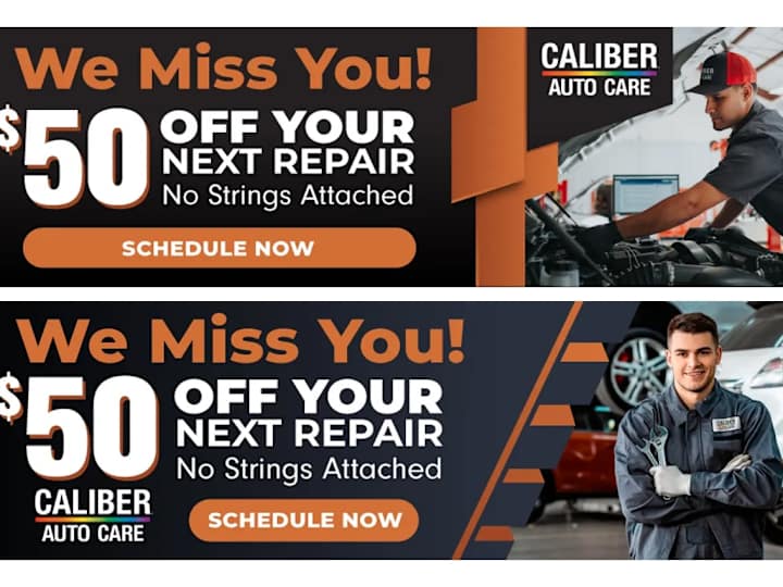 Cover image for Website Banners | 2023 | Caliber Auto, Adobe CC, Illustrator 