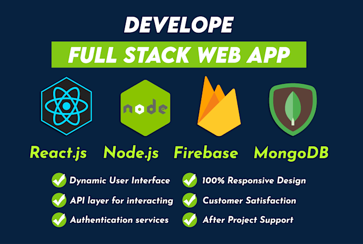 Cover image for I will develop web app with react js, node js, firebase, mongodb