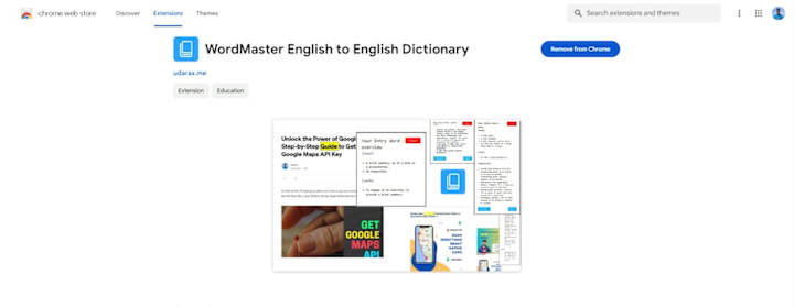 Cover image for WordMaster English to English Dictionary Chrome Extension