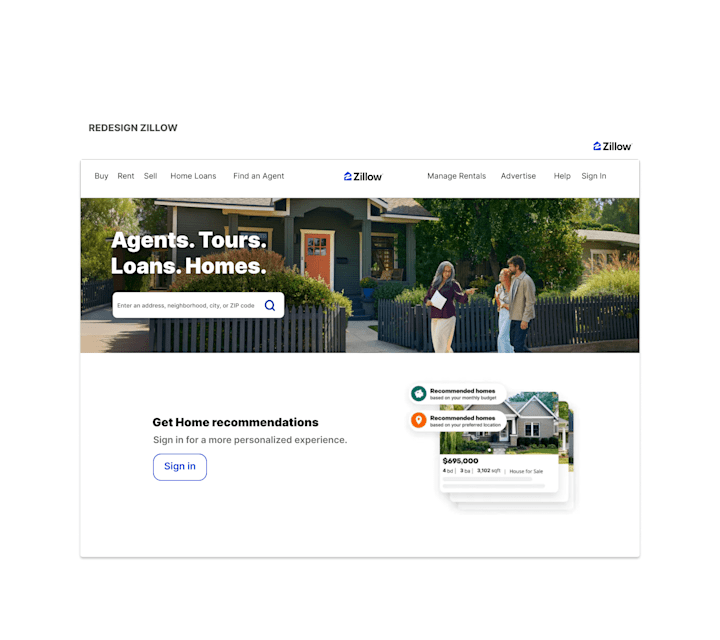 Cover image for Zillow.com Landing Page Redesign (Figma)