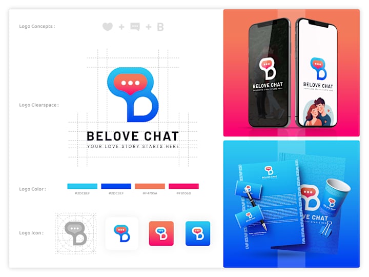 Cover image for Letter B Belove Chat Dating App Logo Design: Behance