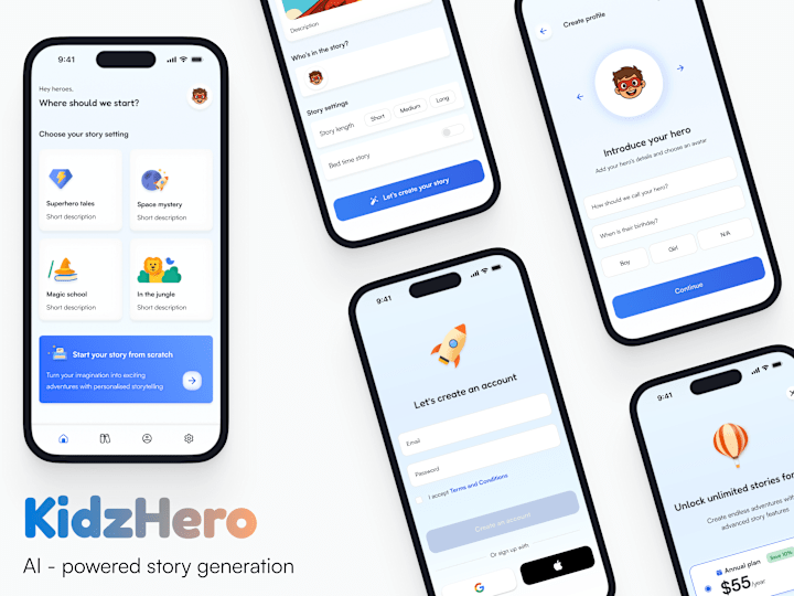 Cover image for KidsHero - AI Story App Design