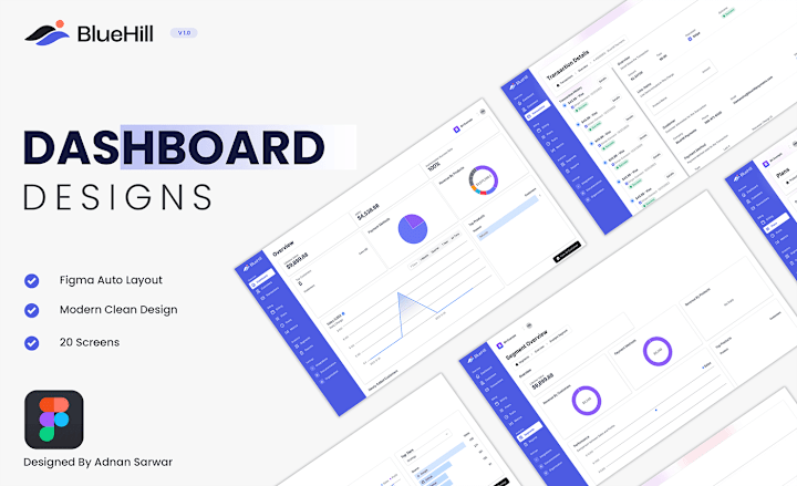 Cover image for Dashboard Designs for BlueHill Company on Figma:: Behance