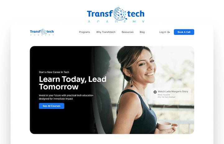 Cover image for Transfotech Academy Landing Page Design