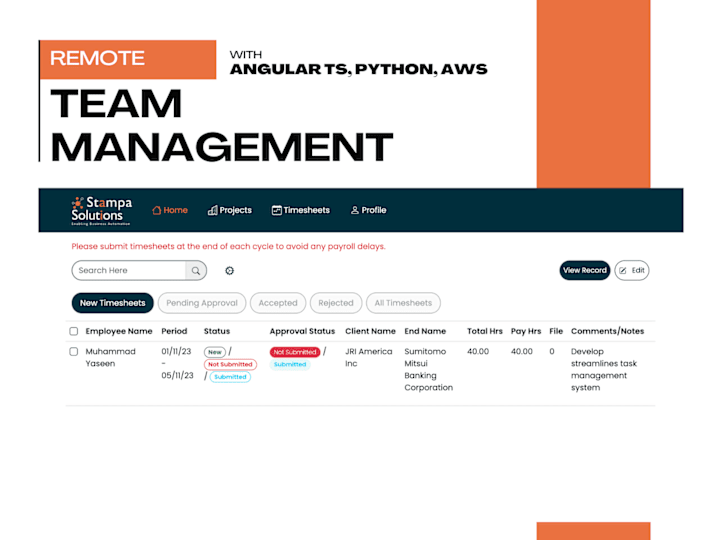 Cover image for Remote Team Timesheet Management Portal