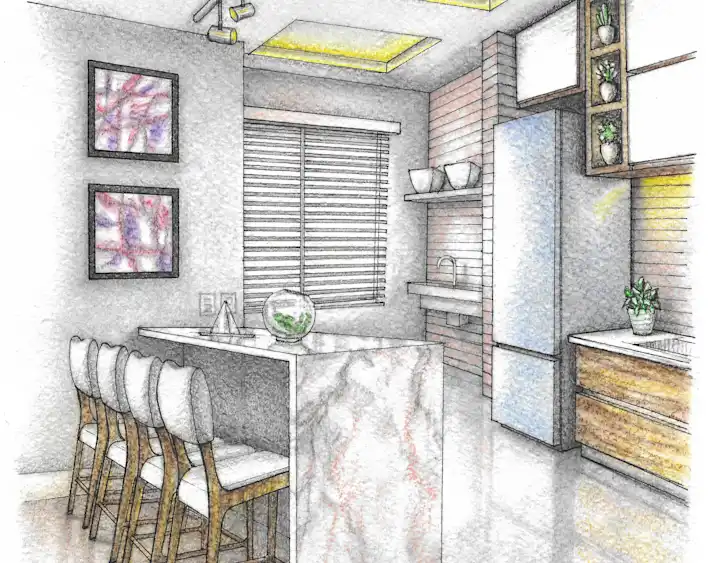 Cover image for Interior design illustration - (kitchen)