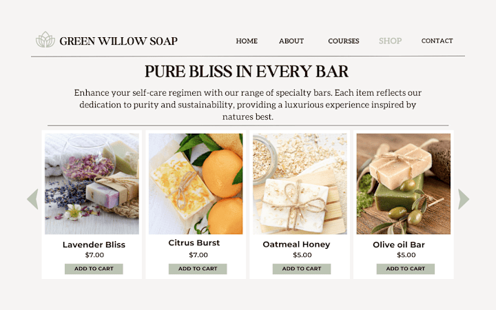 Cover image for Website Copy | Green Willow Soap Shop