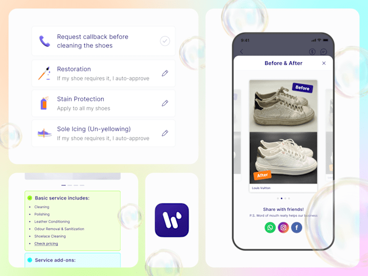 Cover image for Mobile app order flow design for a shoe cleaning service