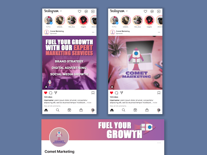 Cover image for Social Media Launch Designs for Comet Marketing