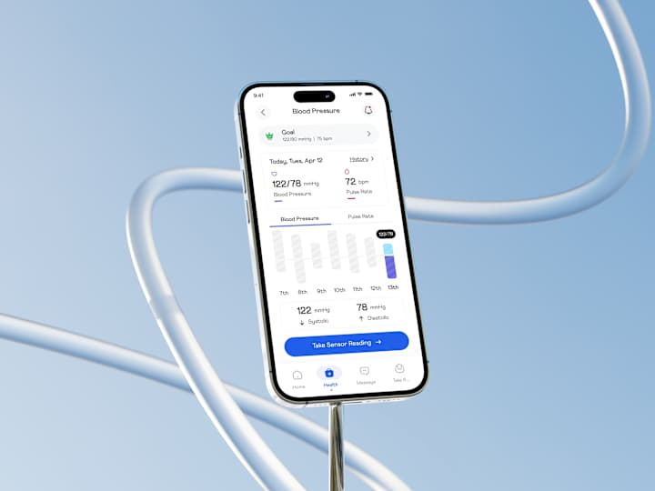 Cover image for Health Tracker App – Real-Time Blood Pressure Monitoring UI