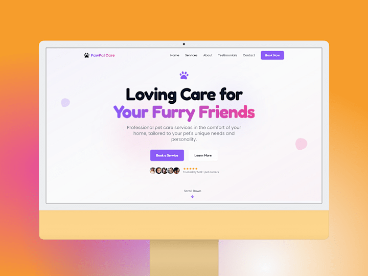 Cover image for PawPal Care - Pet Home Care Landing Page