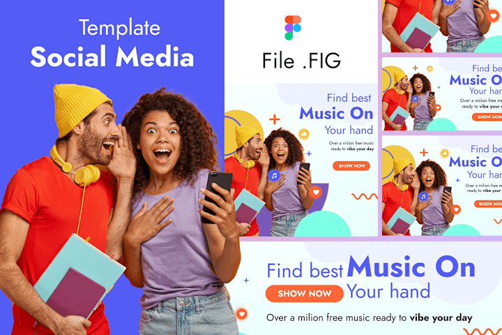 Cover image for Social media music apps promotion template on Behance